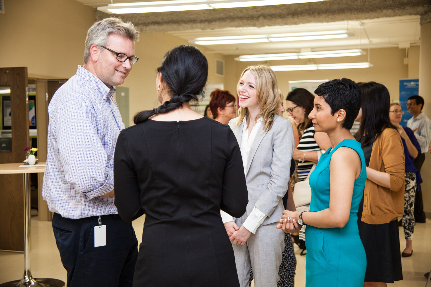 Colleges meeting and discussing a topic